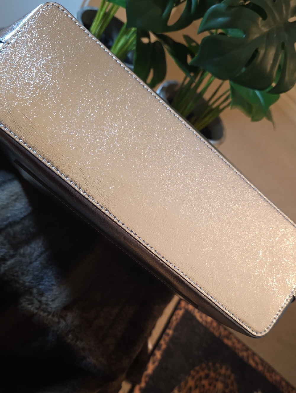 Nwt Tory Burch Metallic Gunmetal Tote - Picture 11 of 13